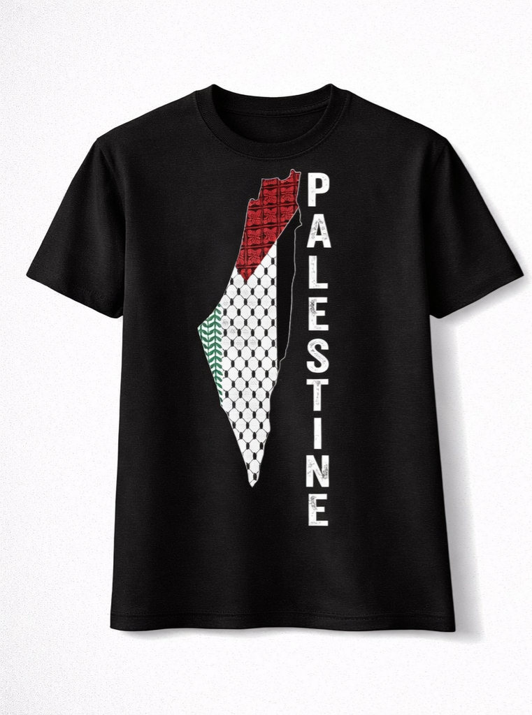 Palestine Tee – Kufiya Flag Edition - Palestinian heritage sticker